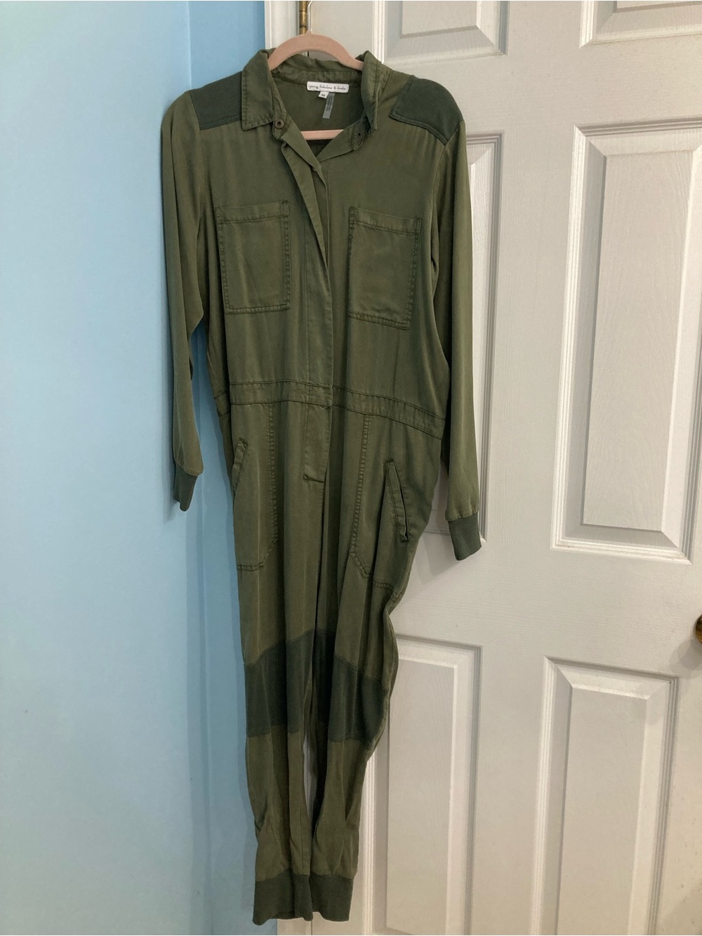 Young Fabulous & Broke Olive Utility Long-Sleeve Jumpsuit